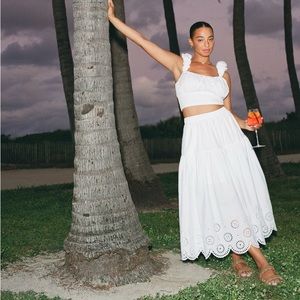 Abercrombie eyelet midi skirt